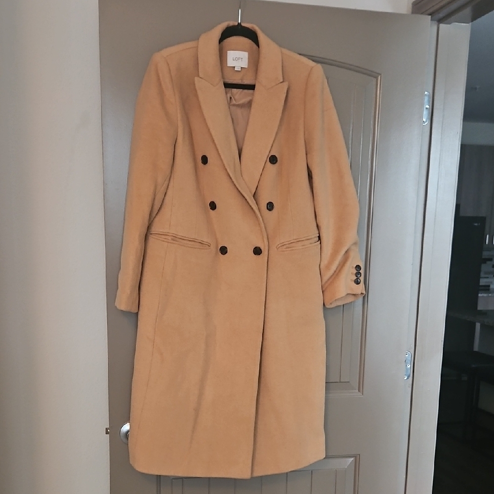 LOFT Women's Camel Double-Breasted Trench Coat